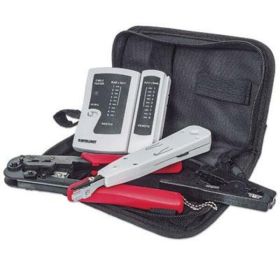 Intellinet Network Solutions 4-Piece Network Tool Kit Composed of LAN Tester, LSA Punch Down Tool, Crimping Tool and Cutter/Stripper Tool