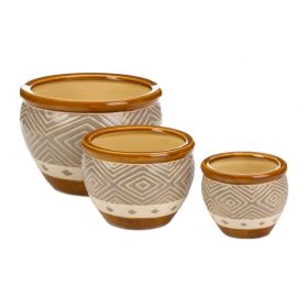 EARTH-TONE TRIM PLANTER TRIO