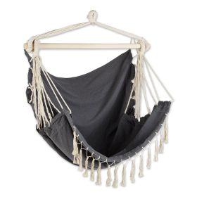 GRAY HAMMOCK CHAIR WITH FRINGE TRIM