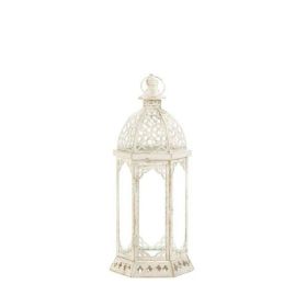 Gallery of Light Graceful Distressed White Lantern (S)