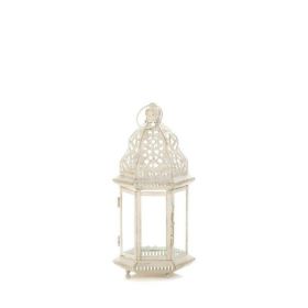 Gallery of Light Small Distressed White Lantern