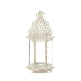 Gallery of Light Large Distressed White Lantern