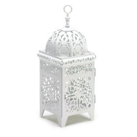 Gallery of Light White Filigree Candle Lantern