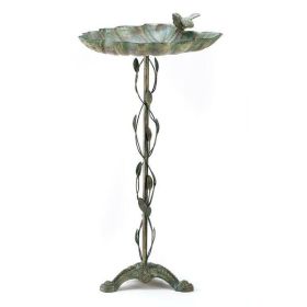 Songbird Valley Verdigris Leaf Birdbath