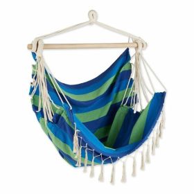 Accent Plus Fringed Blue Lagoon Stripe Hammock Chair