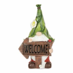 Accent Plus Glowing Welcome Sign Gnome Solar Statue