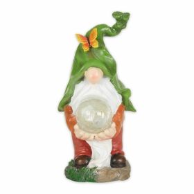 Accent Plus Gnome Holding Orb Solar Statue