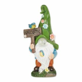 Accent Plus  Glowing Nose Gnome Welcome Sign Solar Statue