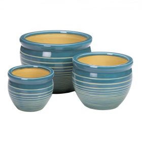 OCEAN BREEZE CERAMIC PLANTER SET