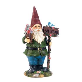 SOLAR BLUEBIRD GNOME WELCOME STATUE