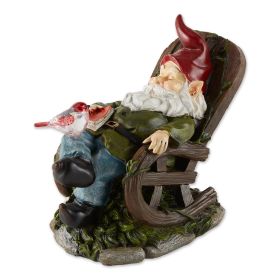 SOLAR RED BIRD ROCKING CHAIR GNOME