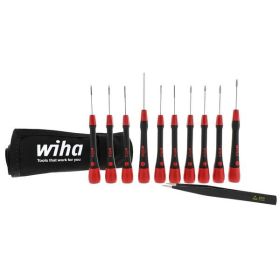 Wiha PicoFinish Screwdriver Tweezers Smartphone Tech Set Roll Pouch - 11 Piece Set