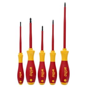 Wiha SoftFinish Slotted Phillips and Square Insulated Screwdriver Set - 5 Piece Set