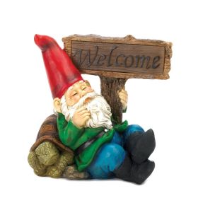 SLEEPING GNOME WELCOME SOLAR STATUE